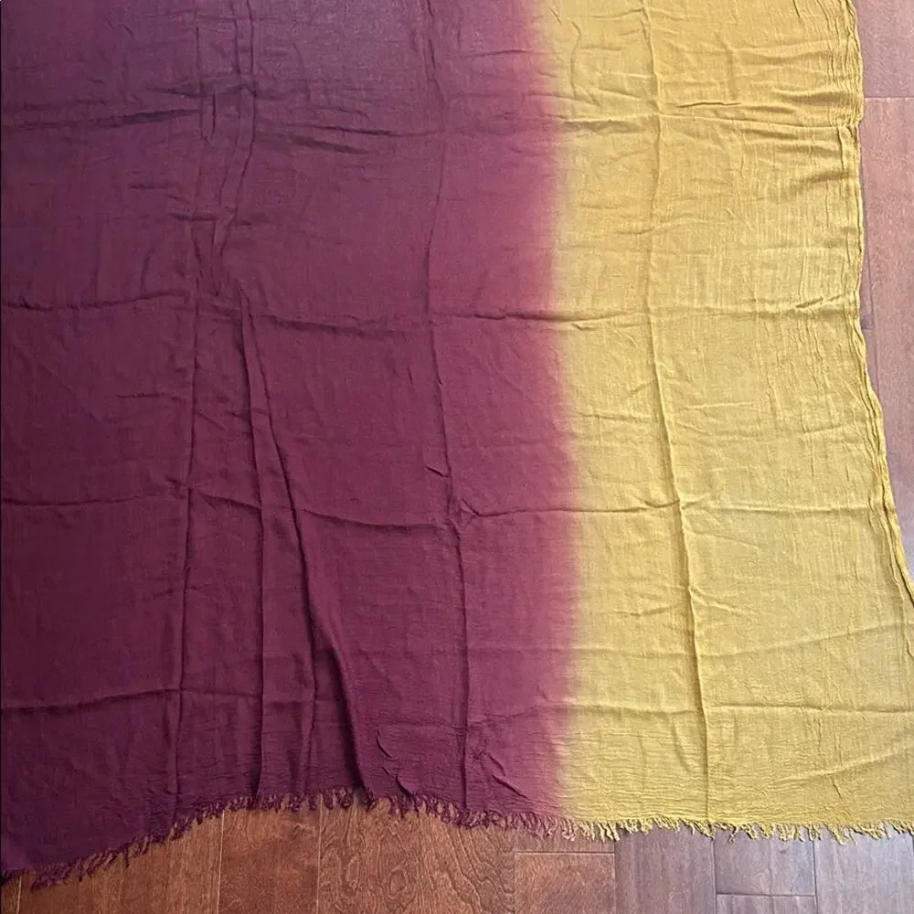 Two-Tone Ombre Scarf, Semi Transparent and Gauzy, Oversized Rectangle